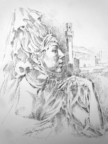DOLENTE PIA Drawing titled "DOLENTE PIA" by Paola Imposimato, Original Art, Ink