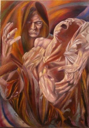 Painting titled "TEMPTATION" by Paola Imposimato, Original Artwork, Oil Mounted on Wood Stretcher frame