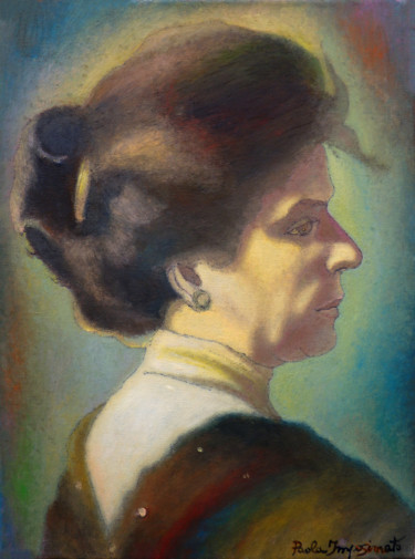 Painting titled "GENTLEWOMAN OF THE…" by Paola Imposimato, Original Artwork, Oil Mounted on Wood Stretcher frame