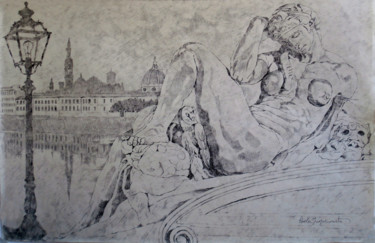 Zeichnungen mit dem Titel "THE NIGHT OF THE LI…" von Paola Imposimato, Original-Kunstwerk, Tinte