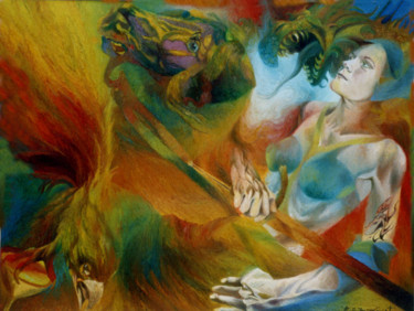 Schilderij getiteld "THE BREATH OF THE S…" door Paola Imposimato, Origineel Kunstwerk, Olie