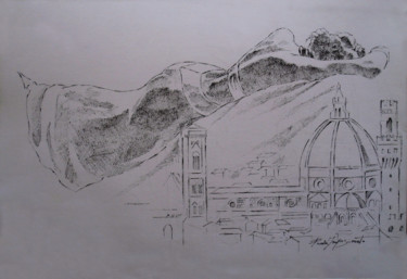 Disegno intitolato "OVER FLORENCE" da Paola Imposimato, Opera d'arte originale, Inchiostro