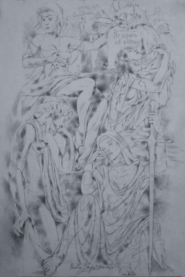 Drawing titled "THE DRUIDESSES" by Paola Imposimato, Original Artwork, Pencil
