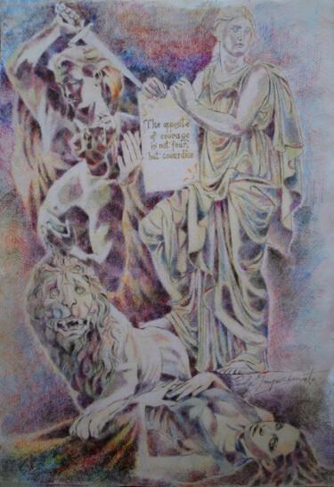 Desenho intitulada "THE WARRIOR QUEEN" por Paola Imposimato, Obras de arte originais, Tinta