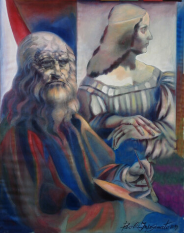 Painting titled "LEONARDO DA VINCI A…" by Paola Imposimato, Original Artwork, Enamel