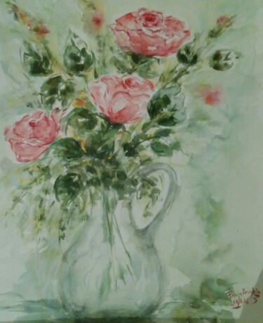 "A Bunch of Roses in…" başlıklı Tablo Paola Meneghin tarafından, Orijinal sanat, Suluboya