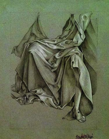 Drawing titled "Panneggio (da Albre…" by Paola Milani, Original Artwork, Graphite