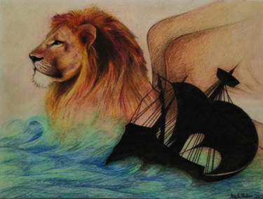 Disegno intitolato "Locandina de Il mer…" da Paola Milani, Opera d'arte originale, Matite colorate
