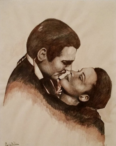 Disegno intitolato "Il bacio" da Paola Milani, Opera d'arte originale, Inchiostro