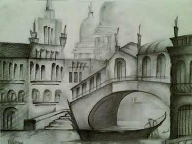 Disegno intitolato "Venezia - scorcio" da Paola Milani, Opera d'arte originale, Grafite