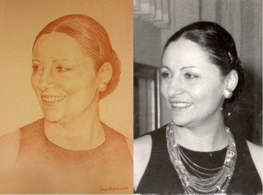Zeichnungen mit dem Titel "Ritratto da foto" von Paola Milani, Original-Kunstwerk