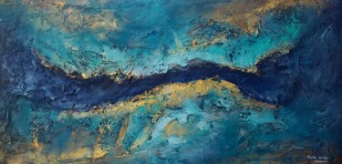 Painting titled "River" by Paola Morandi, Original Artwork, Acrylic Mounted on Wood Stretcher frame