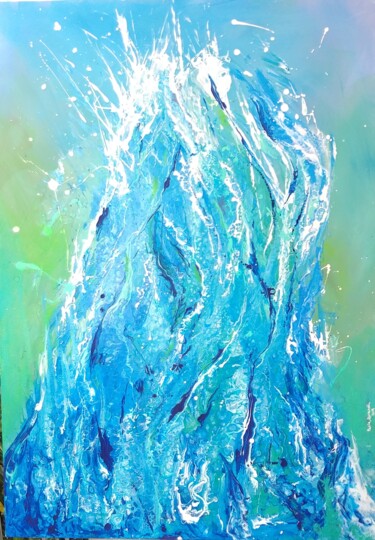 Malerei mit dem Titel "Fuoco blu" von Paola Morandi, Original-Kunstwerk, Acryl