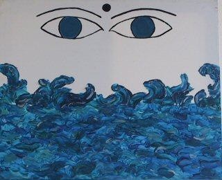 Painting titled "budda's eyes" by Paola Bonavolontà, Original Artwork