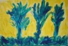 Painting titled "alberi in corsa" by Paola Bonavolontà, Original Artwork