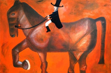 Pintura titulada "caballo y jinete" por Paola M, Obra de arte original
