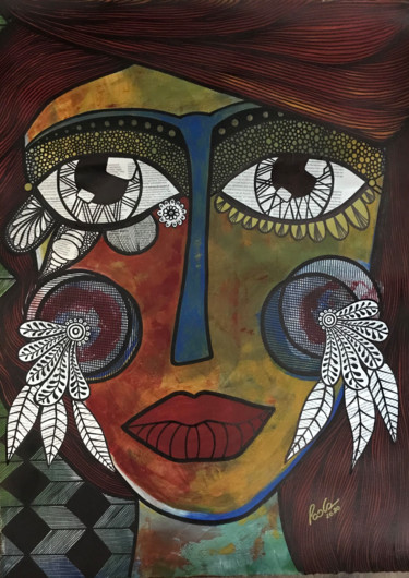 Painting titled "Tánxing (Wuhan girl)" by Paola Moscatelli, Original Artwork, Acrylic