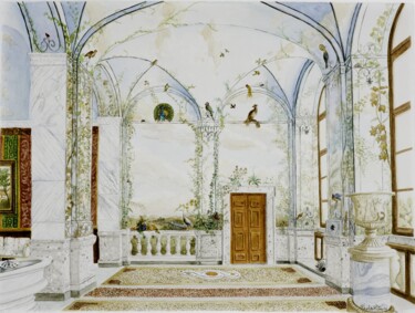 Malerei mit dem Titel "Palazzo Chigi - Ari…" von Paola Petrucci, Original-Kunstwerk, Aquarell