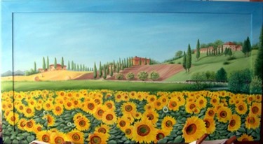 Painting titled "colline toscane" by Paola Petrucci, Original Artwork, Oil