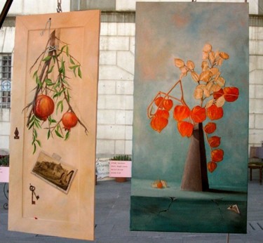 Peinture intitulée "medaglie e lanterne" par Paola Petrucci, Œuvre d'art originale, Acrylique