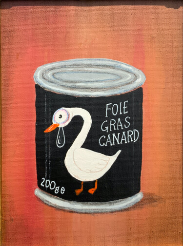 Painting titled "536 - FOIE GRAS" by Paolo Andrea Deandrea, Original Artwork, Acrylic Mounted on Cardboard