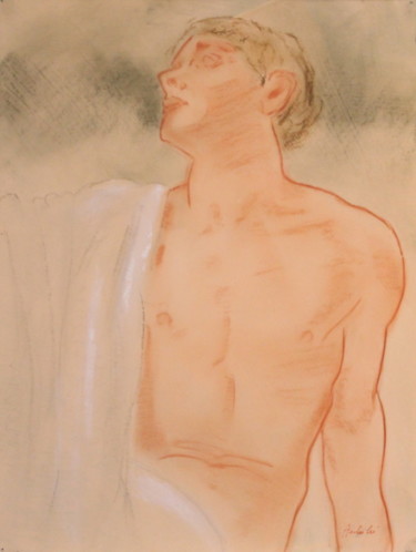 Painting titled "uomo con mantello" by Paolo Archilei, Original Artwork, Pastel