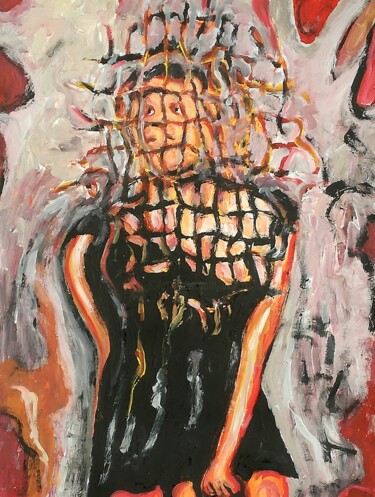 Schilderij getiteld "Bozza Modella su sf…" door Paolo Avanzi, Origineel Kunstwerk, Acryl