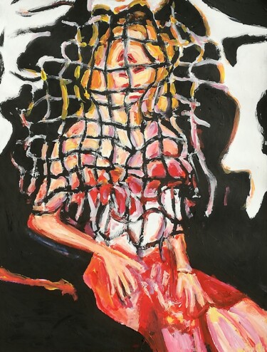Peinture intitulée "Donna in abito nero" par Paolo Avanzi, Œuvre d'art originale, Acrylique