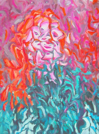 Painting titled "Donna con capelli r…" by Paolo Avanzi, Original Artwork, Acrylic