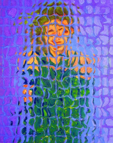 Pittura intitolato "Donna su sfondo vio…" da Paolo Avanzi, Opera d'arte originale, Acrilico