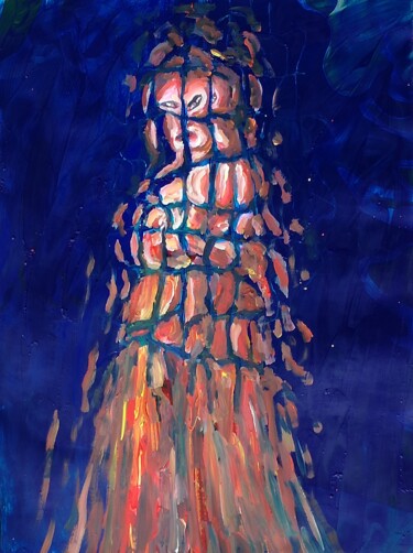 Painting titled "Bozza Figura su sfo…" by Paolo Avanzi, Original Artwork, Acrylic