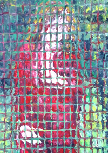 Pittura intitolato "Donna in rosso nel…" da Paolo Avanzi, Opera d'arte originale, Acrilico