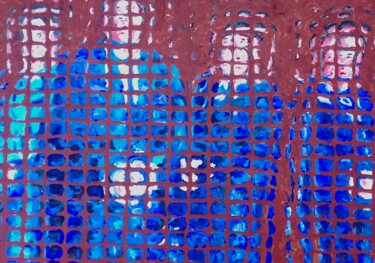 Painting titled "4 uomini in blu" by Paolo Avanzi, Original Artwork, Watercolor