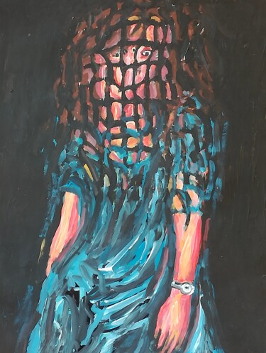 「Donna con orologio…」というタイトルの絵画 Paolo Avanziによって, オリジナルのアートワーク, アクリル