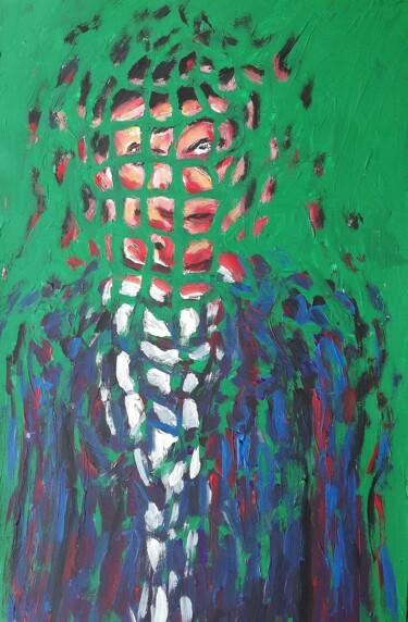 Pittura intitolato "Uomo con vestito bl…" da Paolo Avanzi, Opera d'arte originale, Acrilico