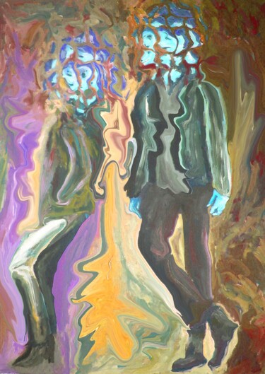 Painting titled "Strana coppia nel b…" by Paolo Avanzi, Original Artwork, Acrylic