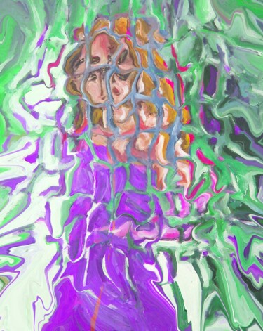 Pintura intitulada "Donna in abito viola" por Paolo Avanzi, Obras de arte originais, Acrílico