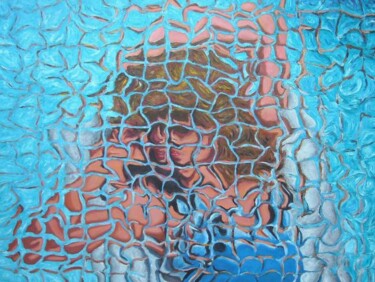 Painting titled "Donna in piscina" by Paolo Avanzi, Original Artwork, Oil
