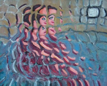 Pintura titulada "La telespettatrice" por Paolo Avanzi, Obra de arte original