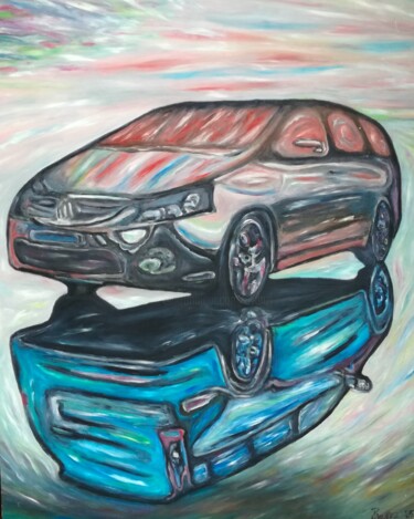 Painting titled "Mobil reflex" by Paolo Avanzi, Original Artwork, Oil Mounted on Wood Panel