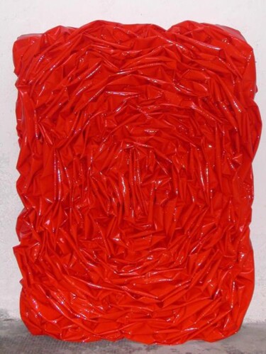 Sculpture titled "Red rose" by Paolo Avanzi, Original Artwork, Enamel