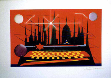 Картина под названием "Città nera" - Paolo Avanzi, Подлинное произведение искусства