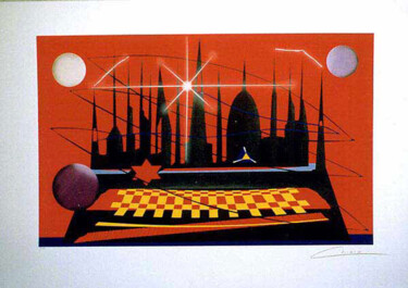 Painting titled "Città nera" by Paolo Avanzi, Original Artwork