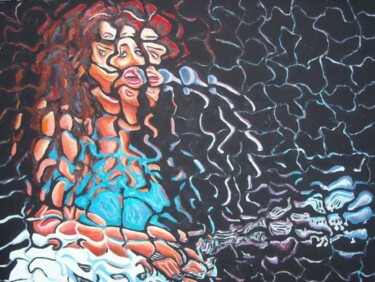 Painting titled "La cantante" by Paolo Avanzi, Original Artwork