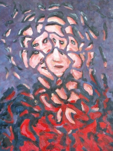 Pittura intitolato "Uomo su sfondo viola" da Paolo Avanzi, Opera d'arte originale, Olio