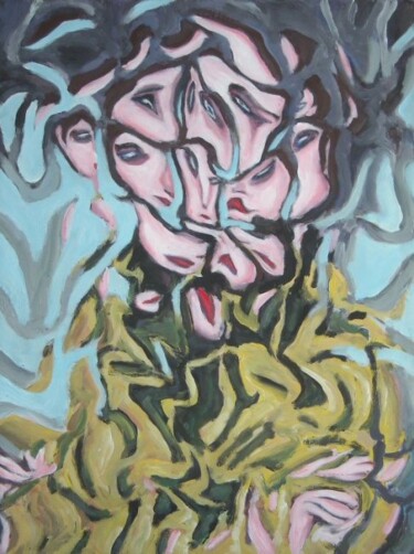 Картина под названием "Figura in giallo" - Paolo Avanzi, Подлинное произведение искусства, Масло