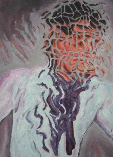 Painting titled "Uomo con foulard" by Paolo Avanzi, Original Artwork, Acrylic