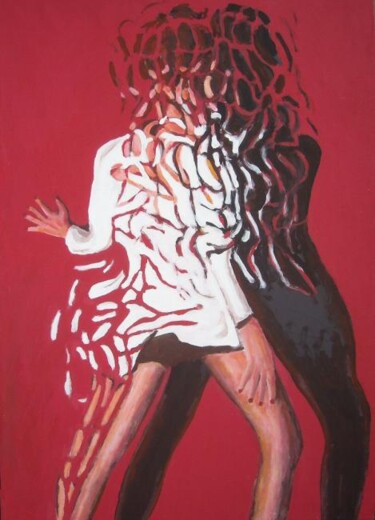 Pittura intitolato "Ombra su fondo rosso" da Paolo Avanzi, Opera d'arte originale, Olio
