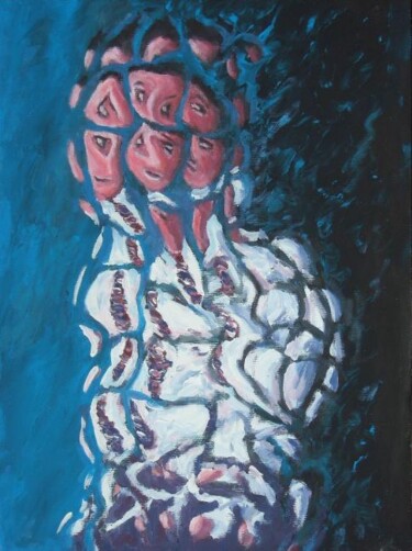 Peinture intitulée "Uomo con le mani in…" par Paolo Avanzi, Œuvre d'art originale, Acrylique