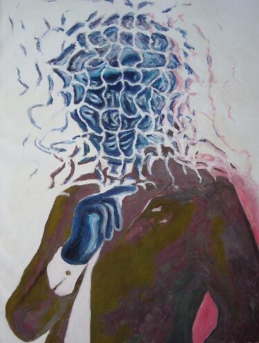 Painting titled "L'uomo blu" by Paolo Avanzi, Original Artwork, Acrylic